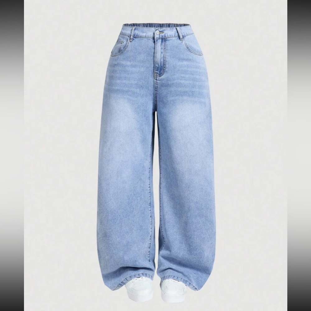 SHEIN Denim Light Blue Wash Wide Leg Jeans Sz 3XL